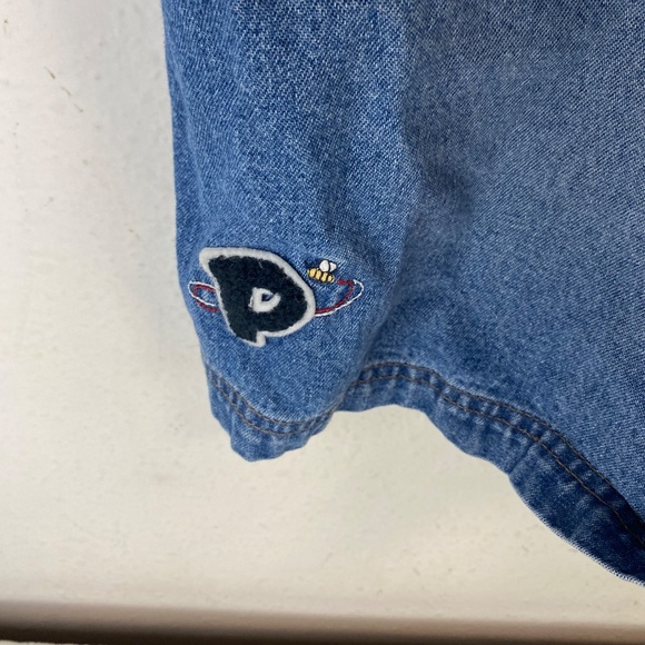 VTG Disney Winnie the Pooh Denim Bib Overalls Shorttails Shorts Womens 26W/28W - Picture 5 of 13